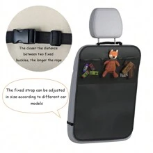 Back Seat Cover For Kids + 3 Pocket Storage Organizer+Waterproof PVC, 1 Pc/2 Pcs-Large Waterproof Kick Mats Backseat Protector, Car Seat Back Protectors For Vehicles To Protect From Dirt, Mud & Scratches - Black (48cm*68cm) - View 8