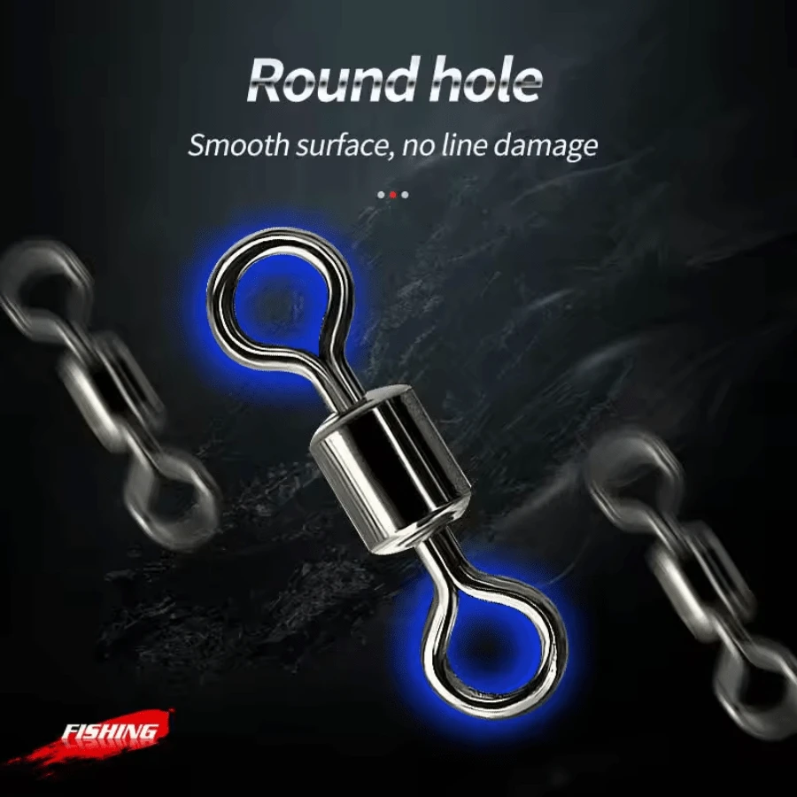 100PCS Fishing Barrel Bearing Rolling Swivel Solid Ring Lures Connector ...