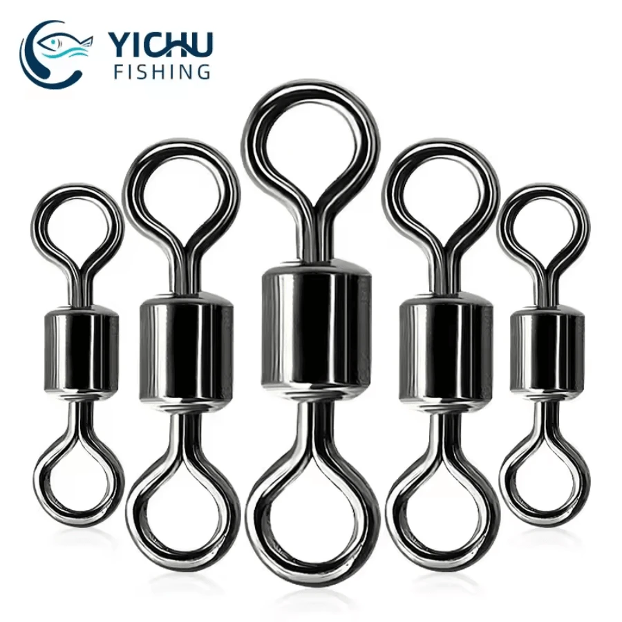 100PCS Fishing Barrel Bearing Rolling Swivel Solid Ring Lures Connector ...
