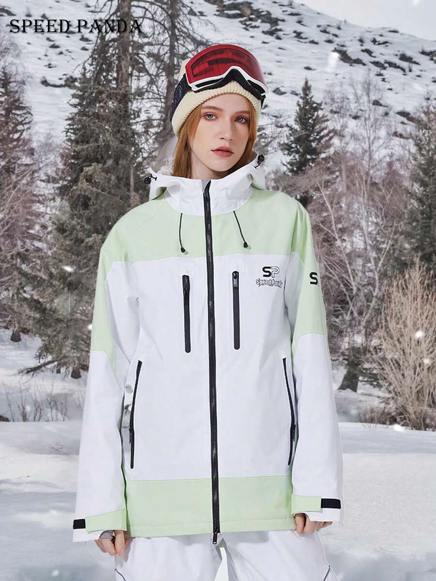 SPEED PANDA 1 件男女防水夹克、冬季雪地外套、户外运动连帽风衣、滑雪和冬季运动运动服（不含配件）滑雪服