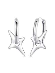 WOSTU 1pair 925 Sterling Silver Beautiful And Elegant Sparkling Star Series Earrings, Inlay Delicate Sparkling Zirconia Stones For Women Fine Jewelry Gift Fit Party Wear - Silver - View 19