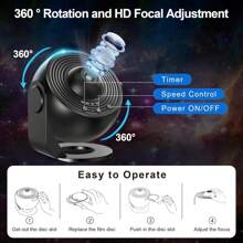 UK LED Galaxy Projector Starry Night Light Moon Star Sky Nebula Projection Lamp - Black - View 4