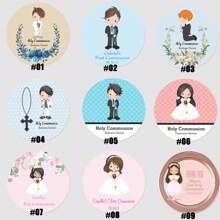 100 unidades de etiquetas personalizadas con nombre primera comunión, pegatinas primera comunión, resistentes al agua de 1,5 a 3 pulgadas - primera comunion - Ver 3