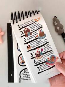 1PC Weekly Black Large Coil Notebook, Niche Senior Student Daily Plan, This Week's Plan Notebook