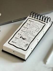 1PC Weekly Black Large Coil Notebook, Niche Senior Student Daily Plan, This Week's Plan Notebook