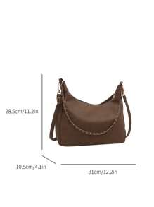 复古柔软质地大容量女士单肩包，新款时尚单肩带腋下手提包，时尚通勤斜挎包，斜挎包 - 咖啡棕 - 查看 10