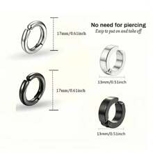 2/8pcs Stainless Steel Ear Clip Set, Simple Circle Ear Bone Clip, Jewelry Gift - Multicolor - View 2