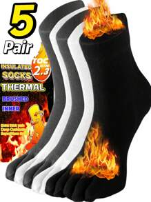 5pcs/3pcs Upgraded Toe Socks Series For Men, Anti-Bacterial & Odor-Resistant Business Socks, Suitable For Sports, Men And Women, Warm, Comfortable, Casual, Extra Stretch, Soft Sole, Thick, Breathable, Odor Control, Mid-Calf, Suitable For Daily Life And Glacier Sports