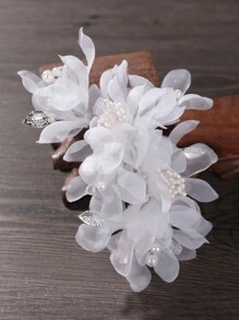 1件手工复古桃花发夹，浪漫花卉发饰，适合夏季、摄影、表演、汉服、婚礼等场合。 - 白色 - 查看 3