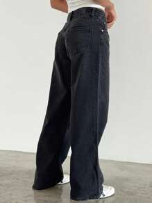 Women's Baggy Jeans Wide Leg High Waist Loose Boyfriends Jeans Denim Pants Y2K 90s Jeans - Màu xám đen - Xem 6