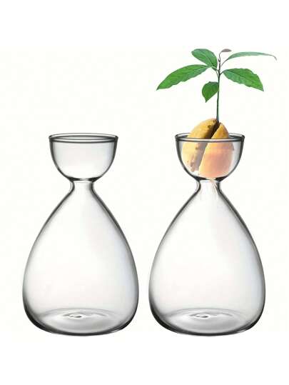 2pcs Small Avocado Seed Starter Vase,Avocado Tree Growing Kit,Avocado Glass Plant Pot Vase Gifts For Gardening Lovers (2pcs Avocado Vase) Birthday Graduation Home Decor Room Decor Flower Vase Glass Vase