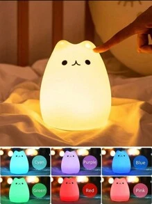 Silikonowa lampka nocna LED dla dzieci, wielokolorowe światło, kot, wieloryb, przenośna lampka nocna, idealny wielokolorowy prezent dla kobiet, niemowląt, dzieci, małych dzieci i nastolatek - RGB 7 kolorów - Zobacz 6