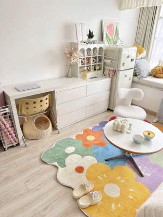 1pc Fresh And Simple Imitation Cashmere Floor Mat, Sofa And Coffee Table Blanket, Household Carpet, Dirt Resistant And Easy To Maintain Bedroom Bedside Blanket Gifts Birthday Graduation