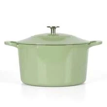 Holanda de hierro fundido esmaltado de 7 cuartos de galón Eastwick de color salvia de Martha Stewart Everyday - verde azulado - Ver 10