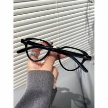 Nouvelles lunettes vintage à monture ovale noire avec verres à zéro degré, lunettes de lecture, monture de lunettes pour femmes, convient pour la vie quotidienne, le bureau, les voyages, accessoire de mode, cadrant le visage - Même style en plusieurs couleurs - Voir 4