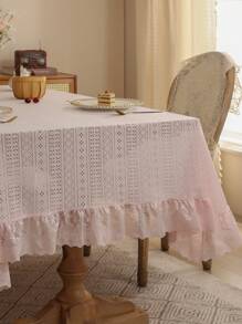 1 chiếc khăn trải bàn dày họa tiết hình học tươi mới theo phong cách Pháp sang trọng dùng để trang trí ngày lễ - Hồng - Xem 8