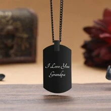 1pc Personalized Necklace, Custom Carved Black And White Photo, Custom Text, Durable Stainless Steel Chain, Sincere Family Custom Necklace - Perfect Romantic Valentine's Day, Father Plot, Christmas Custom Gift, Suitable For Giving To Loved Ones, Father Grandparents Of Loved Ones, Suitable For Personalized Christmas, Birthday, Anniversary, Father's Day Gift