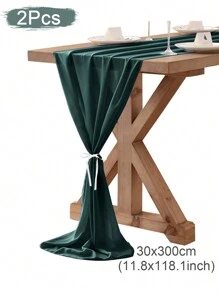Dark Green Chiffon Table Runner, Birthday Decor Wedding Party Room Decor Table Decoration Table Cover Table Cloth, Christmas Decor 2025 New Year Decoration, Wedding Organza, Wedding Background Decoration Yarn Banner Chair Decoration Dark Green Chiffon Yarn, Party Favor, Babe Shower Decor Yarn