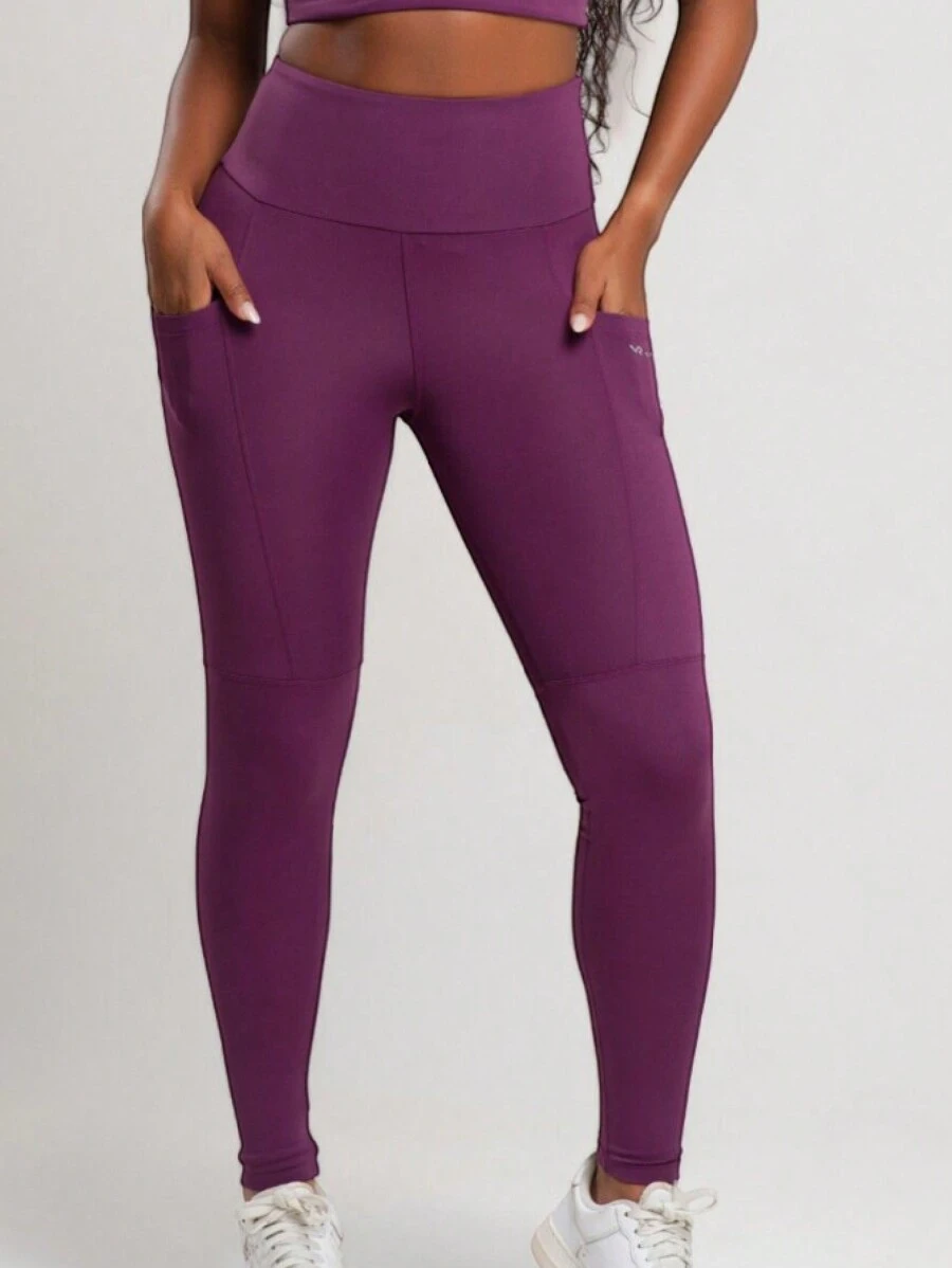 Women Sports Leggings - 酒紅色 - 查看 1