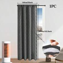 1 件现代格子厚隔热窗帘，不遮光，保暖内衬，防风，适用于卧室和客厅，冬季加厚窗帘感觉像毯子和羽绒服 - 深灰色 - 查看 14