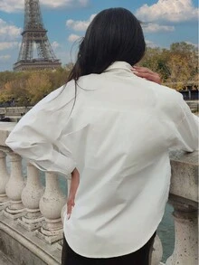 Preciosa blusa de encaje con un diseño clásico. Esta blusa combina a la perfección delicados detalles de encaje con un corte clásico. Elegante pero a la moda, añade un atractivo discreto pero cautivador a tu conjunto. - Blanco - Ver 6