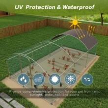Large Metal Chicken Coop With Run, 19.7x9.8x6.6ft, Walkin Poultry Cage For Yard With Waterproof Cover, Dome Roof Large Poultry Cage For Hen House, Duck And Rabbit, Silver - 銀色 - 查看 5