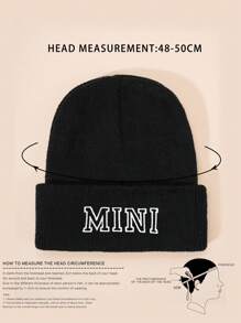 3 szt./1 szt. haftowane "DAD MAMA MINI" litery rodzinne kombi dzianinowe czapki beanie, ciepła czapka narciarska, unisex, dzieci, chłopcy, dziewczęta, styl Y2K, swobodna zimowa, zimna pogoda, dzianinowa czapka na kostium - Czapka robiona na drutach dla rodziców i dzieci - Zobacz 5