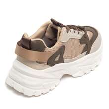 Flat Sneakers With Laces And Two-Tone Design - Brown - View 4