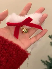 勃艮第心形天鹅绒颈链，批发女士情人节锁骨链项链 - 蝴蝶結 - 查看 8