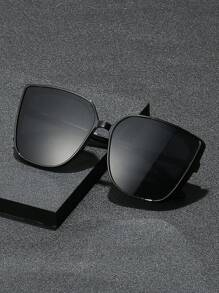 1 件女士时尚方形眼镜，简约实用，多功能 - 黑色 - 查看 4