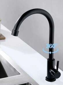 1 pièce Robinet de lavabo de salle de bain en acier inoxydable à levier unique et mono-trou, robinet d'eau chaude et froide, robinet de lavabo de salle de bain à poignée unique, mitigeur de lavabo noir brossé, or, robinet de lavabo de buanderie à eau froide et chaude mélangée, robinet de lavabo de salle de bain