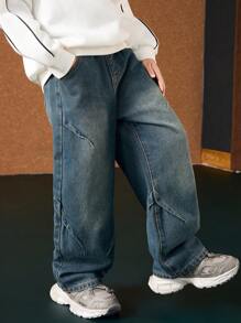 ASK JUNIOR 秋季 Tween Boys 褶皱牛仔裤 - 藍色 - 查看 9