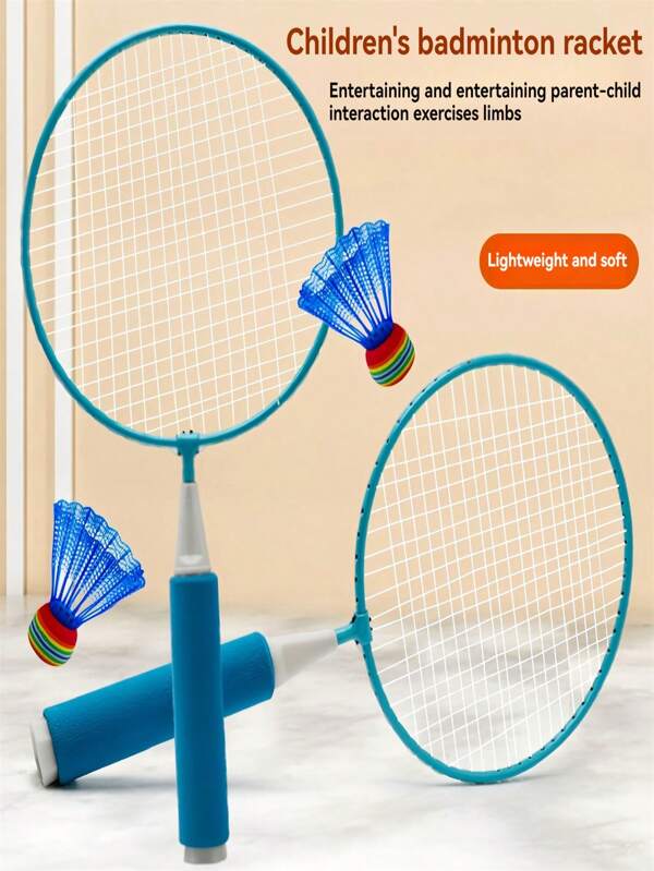 1 set de Raquettes de badminton pour enfants, convenant aux garçons et aux filles débutants, pour les loisirs en plein air, l'exercice. Jouet d'interaction intérieur/extérieur pour la rentrée des classes, la remise des diplômes, les cadeaux de vacances (style et couleur de badminton aléatoires)