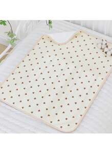 1 件心形图案防水婴儿床床垫罩，婴儿防尿可洗垫，适合所有季节 - 棕色 - 查看 8