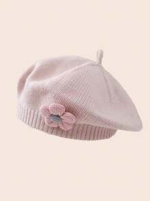 1 st. Kinderhoed Vrouwelijke Baby Schattige Bloem Baret Meisjes Gebreide Wollen Hoed Zoete Schildershoed Geschikt voor Dagelijks Gebruik In De Herfst En Winter Seizoen