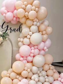 130 件淡粉色腮红米色气球花环拱门套件 1 岁 2 岁 3 岁 4 岁 5 岁生日派对装饰气球新娘送礼会洗礼婚礼装饰 - 粉色米色 - 查看 2