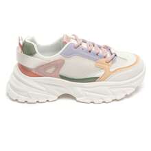 Flat Sneakers With Laces And Two-Tone Design - Multicolor - View 4