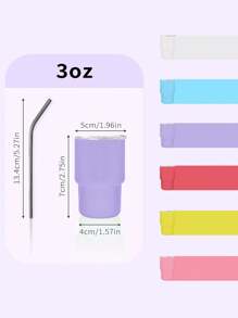 1 pieza/Set de 6 Vasos chupito de 3oz con pajita y tapa, set de 6 vasos chupito de acero inoxidable de colores mixtos en blanco para sublimación de 3oz para bodas, cumpleaños, despedidas de soltero y obsequios