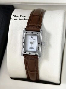 Pablo Raez 1pc Silver Gorgeous Watch Vintage Women Dress Watch Stainless Steel IPS Plated Rectangle Square Case Elegant Top Brand New Design Dress Quartz Retro Watch For Lady Fahionable