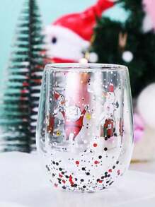 1 件双层玻璃圣诞杯，耐热闪光流动圣诞杯回到学校 - 多色 - 查看 8