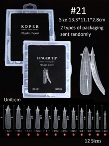 Boxed 120pcs Transparent Nail Extension Dual Mold  Artificial Nail Form Almond Square Pointed Coffin Full Cover Nail Prolong Mold With Scale Manicure Tools For DIY Salon Nail Extension
