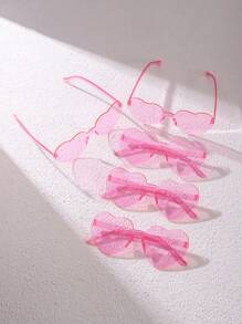 5pcs/Set Women's Heart Shaped Fashion Fashion Glasses, Casual, Elegant, Made Of PC (Polycarbonate), Suitable For Beach, Holiday And Daily Life, Multi-Color For Summer Beach Vacation,Outdoor,Travel