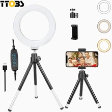 TTOBS 6.3 Inch Selfie Ring Light With Flexible Tripod Stand - Multicolor - View 1