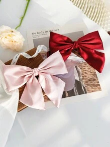 5 件装韩式高档纯色丝缎蝴蝶结发夹女士