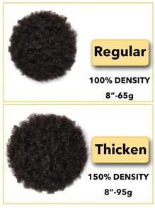 1pc Fluffy Bun Drawstring Ponytail, African Curly Human Hair Extensions, Natural Black 1B, 65g/95g, African Curly Clip-In Wig, Natural Appearance, Suitable For Women's Daily Use. - SNatural - View 6