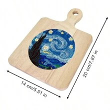 4 件/套人造钻石画杯垫，DIY 水晶超闪亮钻石画木制杯垫，带木柄，花卉和卡通图案，适用于成人办公室、咖啡垫、家用杯垫、手工艺礼物、圣诞节节日礼物 - 彩色 - 查看 2