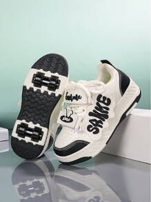 4-Wheel Roller Skate Shoes, Transforming Wheel Sneakers For Men & Women - Black - View 3