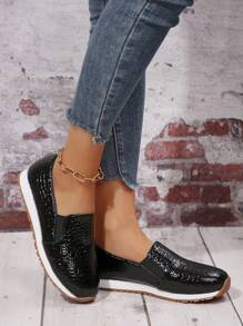Women's Elastic Casual Flat Gold Shoes