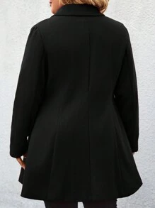 大码女式圣诞休闲工作宽松外套，适合通勤、秋冬季节、节日穿着，休闲商务黑色优雅款 - 黑色 - 查看 2