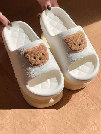 Women's Cute Bear Soft Bottom Casual Indoor Non-Slip Home Slippers, Summer